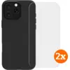 Image de BlueBuilt Back Cover iPhone 16 Pro Max Noir + Protège-écran Verre Lot de 2