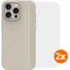 Image de BlueBuilt Back Cover iPhone 16 Pro Max Beige + Protège-écran Verre Lot de 2