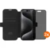 Image de BlueBuilt Apple iPhone 16 Pro Max Book Case Cuir Noir + Protège-écran avec Filtre de Confidentialité Lot de 2