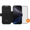 Image de BlueBuilt Apple iPhone 17 Pro Book Case Cuir Noir + Protège-écran Verre Lot de 2