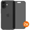 Image de BlueBuilt Back Cover iPhone 17 Transparent + Protège-écran Filtre de Confidentialité Lot de 2