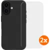 Image de BlueBuilt Back Cover iPhone 16 Noir + Protège-écran Verre Lot de 2