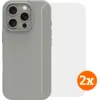 Image de BlueBuilt Back Cover iPhone 16 Pro Gris + Protège-écran Verre Lot de 2