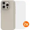 Image de BlueBuilt Back Cover iPhone 16 Pro Beige + Protège-écran Verre Lot de 2