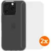 Image de BlueBuilt Back Cover iPhone 16 Pro Transparent + Protège-écran Verre Lot de 2