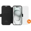 Image de BlueBuilt Apple iPhone 16 Book Case Cuir Noir + Protège-écran Verre Lot de 2