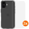 Image de BlueBuilt Protective Back Cover iPhone 16 Transparent + Protège-écran Verre Lot de 2