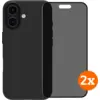 Image de BlueBuilt Back Cover iPhone 16 Noir + Protège-écran avec Filtre de Confidentialité Verre Lot de 2