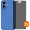 Image de BlueBuilt Back Cover iPhone 16 Bleu + Protège-écran avec Filtre de Confidentialité Verre Lot de 2