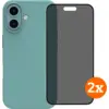 Image de BlueBuilt Back Cover iPhone 16 Vert + Protège-écran avec Filtre de Confidentialité Verre Lot de 2
