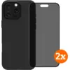 Image de BlueBuilt Back Cover iPhone 16 Pro Noir + Protège-écran avec Filtre de Confidentialité Verre Lot de 2