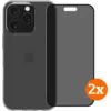 Image de BlueBuilt Back Cover iPhone 16 Pro Transparent + Protège-écran de Confidentialité Verre Lot de 2