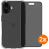 Image de BlueBuilt Protective Back Cover iPhone 16 Transparent + Protège-écran de Confidentialité Lot de 2
