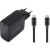 Image de BlueBuilt Chargeur 100 W GaN USB-C Noir + Câble USB-C 240 W 2 m Nylon Noir