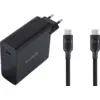 Image de BlueBuilt Chargeur 140 W GaN USB-C Noir + Câble USB-C 240 W 2 m Nylon Noir