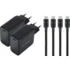 Image de BlueBuilt Chargeur 100 W GaN USB-C Noir + Câble USB-C 240 W 2 m Nylon Noir Lot de 2