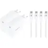 Image de BlueBuilt Chargeur 140 W GaN USB-C Blanc + Câble USB-C 240 W 2 m Nylon Blanc Lot de 2