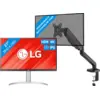 Image de LG 27UP83AK-W + BlueBuilt Bras d'Écran PC Vérin à Gaz pour 1 Écran PC
