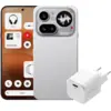 Image de Nothing Phone (4a) Pro 128 Go Argent 5G + BlueBuilt Chargeur avec Port USB-C 45 W Blanc