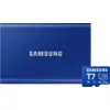 Image de Samsung T7 Portable SSD 2 To Bleu + Samsung MicroSDXC T7 128 Go 170 Mo/s