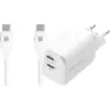 Image de BlueBuilt Chargeur Power Delivery avec 2 Ports USB-C 65 W + Câble USB-C 3 m Nylon Blanc