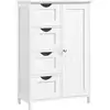 Image de Meuble de Salle de Bain sur Pied,, Blanc / 4 Tiroirs (30P x 55L x 82H cm) LHC41W