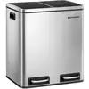 Image de Poubelle en métal 30L à double compartimen, Argent LTB30H