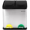 Image de Poubelle 30L avec 2 compartiments, Acier inoxydable + seau noir / 2 x 15L LTB30L