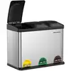 Image de Poubelle de cuisine 3 compartiments, Acier Inoxydable + Noir LTB45L