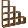 Image de Étagère escalier avec compartiments ouverts, Marron Rustique / 129,5 x 29 x 129,5 cm LBC10BX