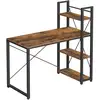 Image de Bureau 120 cm industriel, Marron Rustique + Noir / 60P x 120L x 120H cm LWD48X