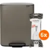 Image de Brabantia Bo Poubelle à Pédale 60 Litres Platinum + Sacs Poubelle (120 pièces)