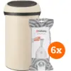 Image de Brabantia Touch Bin 60 Litres Soft Beige + Sacs Poubelle (120 pièces)