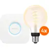 Image de Philips Hue Filament White Ambiance Globe Lot de 4 + Bridge