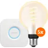 Image de Philips Hue Filament White Ambiance Globe Lot de 5 + Bridge