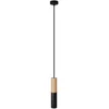 Image de Creative Cables Lampe Suspendue Avec Câble Textile Et Double Abat-jour Tubulaire E14 En Bois Et Métal
