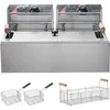 Image de Mophorn - Friteuse électrique pour dinde 3000 w, friteuse en acier inoxydable 12 l avec 3 paniers amovibles, réglable 60-200 °c pour cuisine,