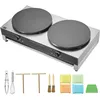 Image de Mophorn   Crêpière électrique double tête 16 pouces 3400 W   Acier inoxydable antiadhésif   Contrôle de température indépendant   Pour crêpes et