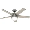 Image de Hunter Fans - Ventilateur de plafond Stile Argent avec lumière