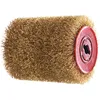 Image de Brosse métallique 120mm en acier laitonné   Pour abrasion bois dur et tendre   Nettoyage et désoxydation efficace   Compatible décapeur Makita 9741