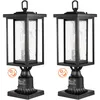 Image de Lampadaire exterieur, lot de 2, luminaires etanches 450 mm, avec base de montage sur pilier 9 cm, abat-jour verre, eclairage anti-foudre crepuscule a