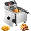 Image de VEVOR Friteuse commerciale 3100 W, friteuses a bain dehuile electrique avec panier et pieds reglables en hauteur, en acier inox, 9 L, avec dispositif
