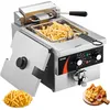 Image de Vevor - Friteuse commerciale 3000 w, friteuses a bain dehuile electrique avec panier, en acier inox epaissi, 5,9 l, avec controle du temps et de la