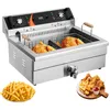 Image de Vevor - Friteuse commerciale 2250 w, friteuses a bain dehuile electrique avec panier, en acier inoxydable, grande capacite 20 l pour cuisine,