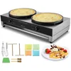 Image de Crepiere Electrique 40 cm, Appareil a Crepes Commercial a Double Tete, Machine a Crepes Antiadhesive, Plaque Chauffante a Crepes Plate de 6000 w, en