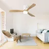 Image de Ventilateur de plafond décoratif de 132cm avec Télécommande à 6 vitesses,3 Pales en bois massif,Moteur DC pour salon,Blanc