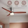 Image de Ventilateur de plafond Sonni 52' avec éclairage et télécommande 3 lampes led réglables Bois en nickel brossé, couleur acajou