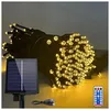 Image de Guirlande lumineuse solaire d'extérieur 30 m 300 led lumières de Noël blanc chaud avec 8 modes et minuterie et usb guirlande lumineuse étanche IP44
