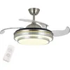 Image de Ventilateur de Plafond avec Éclairage de Ventilateur Léger avec Télécommande 36 pouces 4 Lames Argent