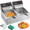 Image de Mophorn - 6000W Double friteuse 12L Commercial Double controle de temperature reglable Friteuse en acier inoxydable a double panier avec couvercle